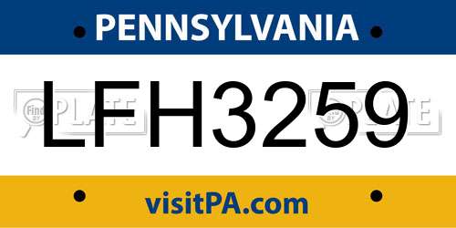 LFH3259 Pennsylvania License Plate
