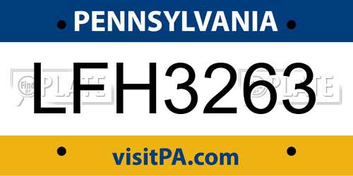 LFH3263 Pennsylvania License Plate