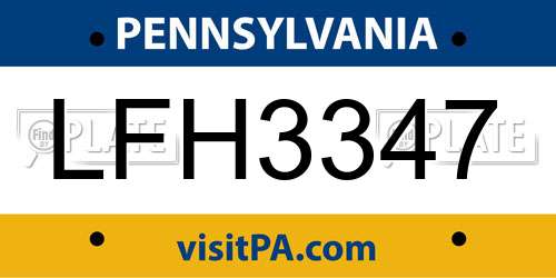 LFH3347 Pennsylvania License Plate
