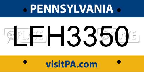 LFH3350 Pennsylvania License Plate
