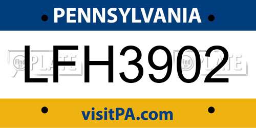 LFH3902 Pennsylvania License Plate