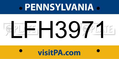 LFH3971 Pennsylvania License Plate