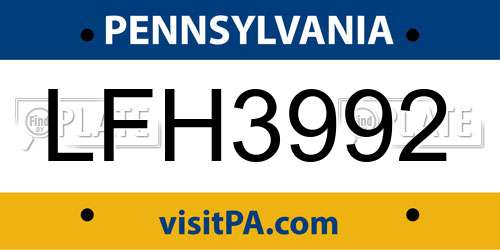 LFH3992 license plate in PA state