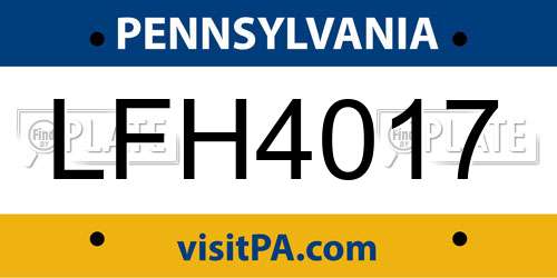 LFH4017 Pennsylvania License Plate
