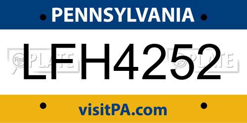 LFH4252 Pennsylvania License Plate