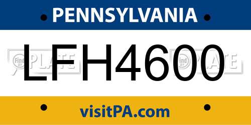 LFH4600 Pennsylvania License Plate