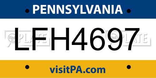 LFH4697 Pennsylvania License Plate