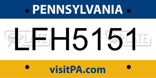 LFH5151 Pennsylvania License Plate
