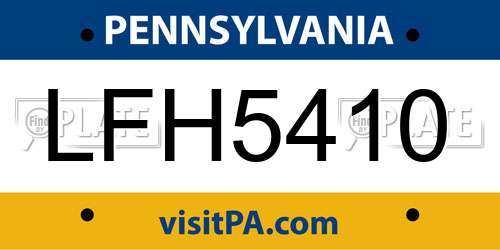 LFH5410 Pennsylvania License Plate