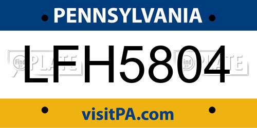 LFH5804 Pennsylvania License Plate