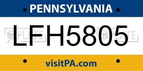 LFH5805 Pennsylvania License Plate