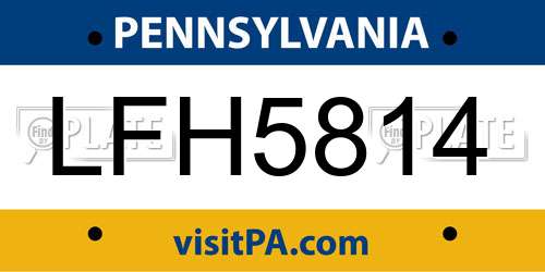 LFH5814 Pennsylvania License Plate