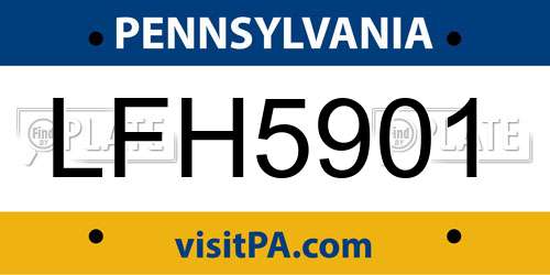 LFH5901 Pennsylvania License Plate