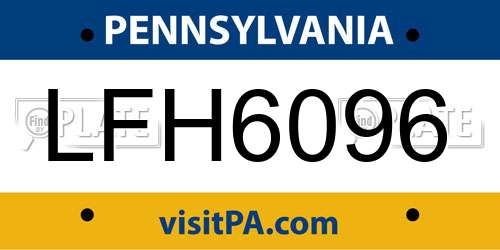 LFH6096 Pennsylvania License Plate