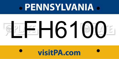 LFH6100 Pennsylvania License Plate