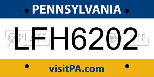 LFH6202 Pennsylvania License Plate