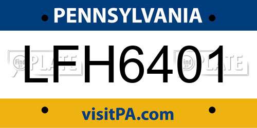 LFH6401 Pennsylvania License Plate