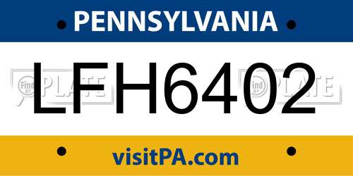 LFH6402 Pennsylvania License Plate