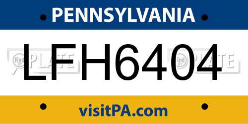LFH6404 Pennsylvania License Plate