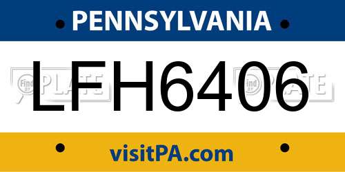LFH6406 Pennsylvania License Plate