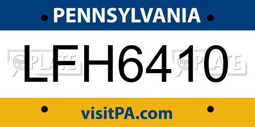 LFH6410 Pennsylvania License Plate