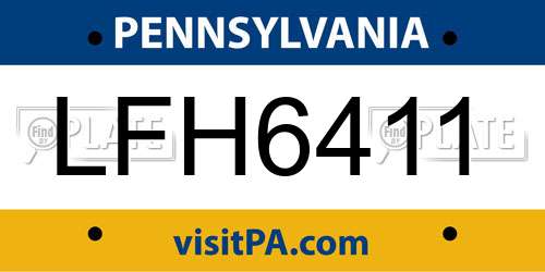 LFH6411 Pennsylvania License Plate