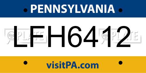 LFH6412 Pennsylvania License Plate