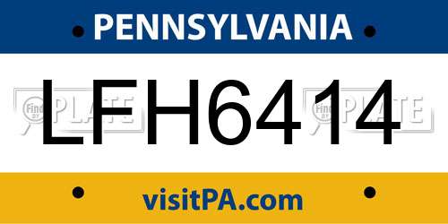 LFH6414 Pennsylvania License Plate