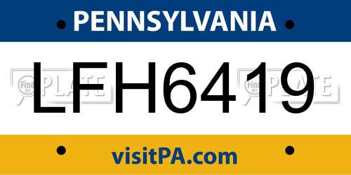 LFH6419 Pennsylvania License Plate