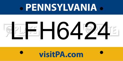 LFH6424 Pennsylvania License Plate
