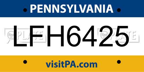 LFH6425 Pennsylvania License Plate