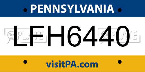 LFH6440 Pennsylvania License Plate