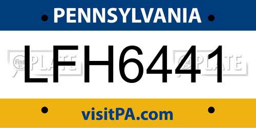 LFH6441 Pennsylvania License Plate