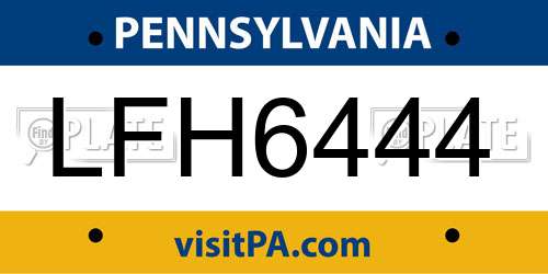 LFH6444 Pennsylvania License Plate