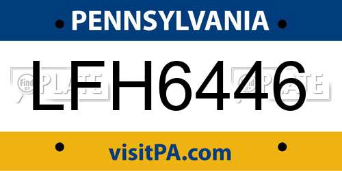 LFH6446 Pennsylvania License Plate