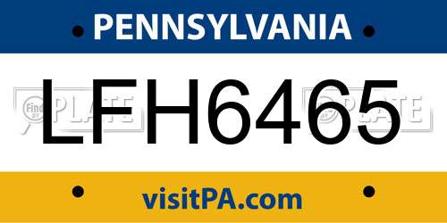 LFH6465 Pennsylvania License Plate