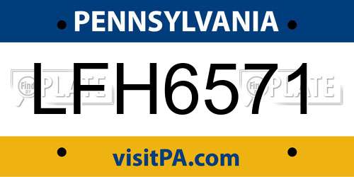 LFH6571 Pennsylvania License Plate