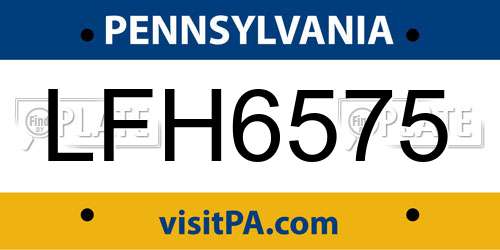 LFH6575 Pennsylvania License Plate