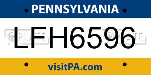 LFH6596 Pennsylvania License Plate