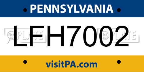 LFH7002 Pennsylvania License Plate