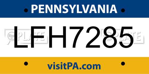 LFH7285 Pennsylvania License Plate