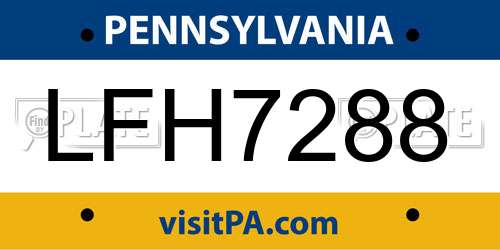 LFH7288 Pennsylvania License Plate