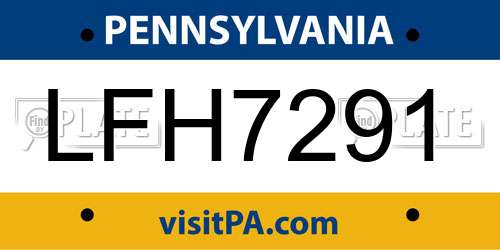 LFH7291 Pennsylvania License Plate