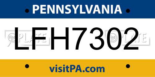 LFH7302 Pennsylvania License Plate