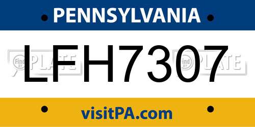 LFH7307 Pennsylvania License Plate