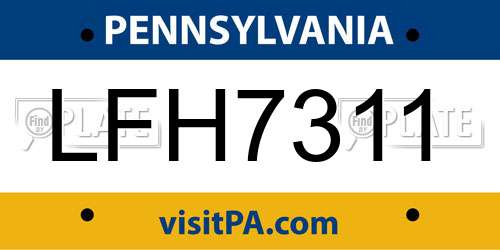 LFH7311 Pennsylvania License Plate