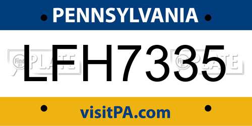 LFH7335 Pennsylvania License Plate