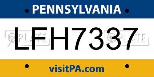 LFH7337 Pennsylvania License Plate