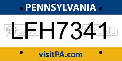 LFH7341 Pennsylvania License Plate