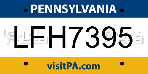 LFH7395 Pennsylvania License Plate
